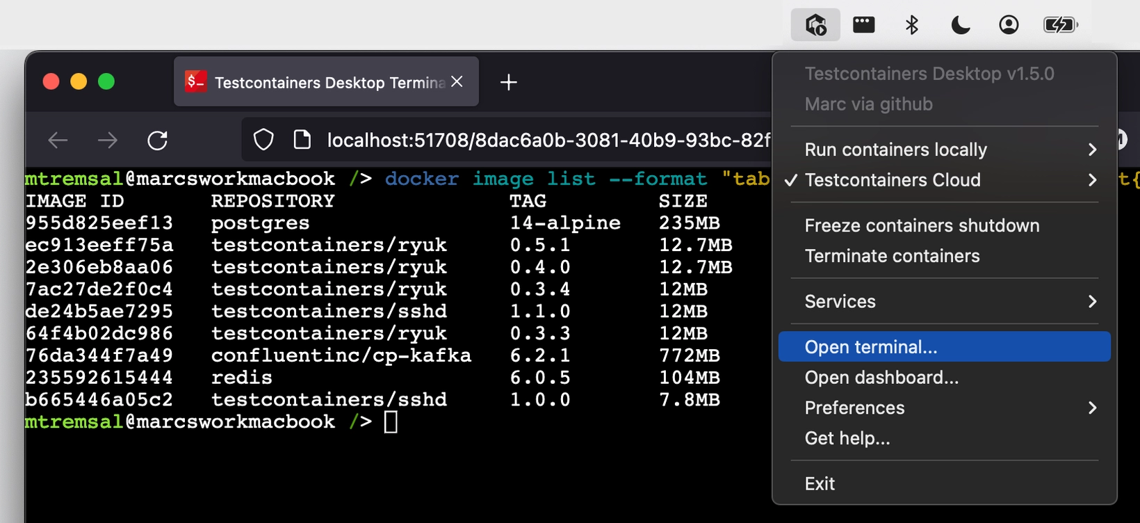 Testcontainers Desktop Open Terminal