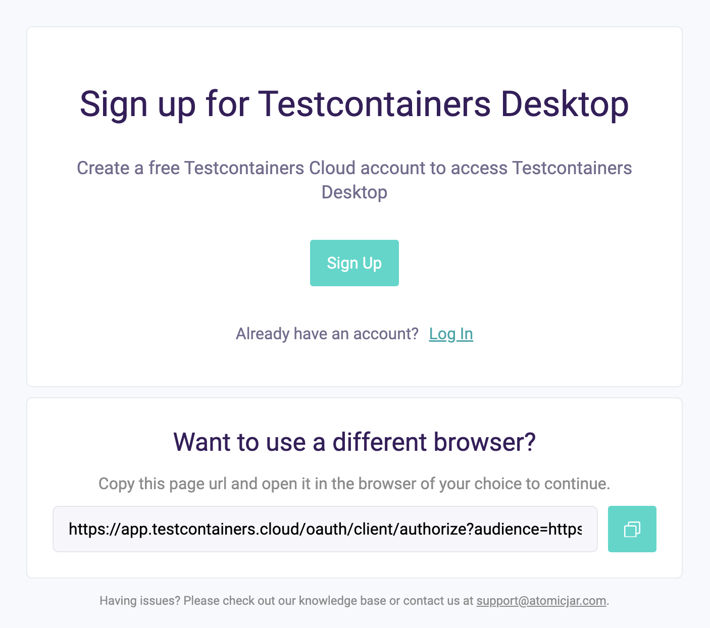 Testcontainers Desktop Sign Up