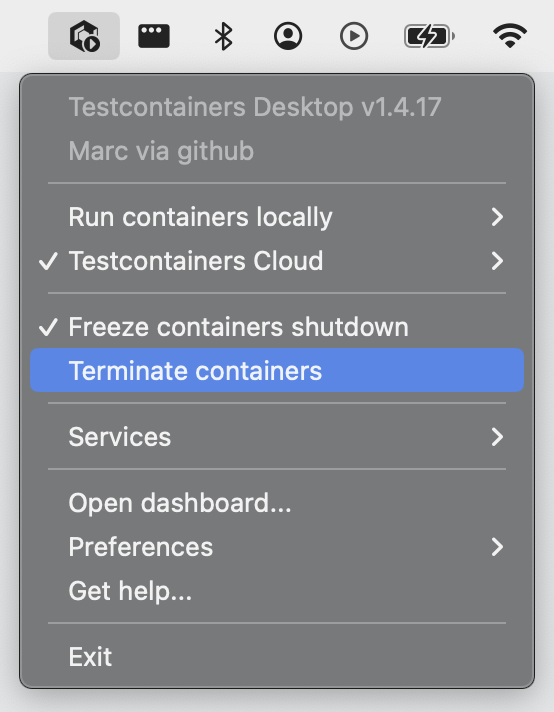 Testcontainers Desktop terminate containers